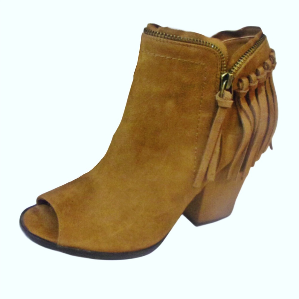 Dolce Vita Tan Faux Suede Fringe Ankle Booties Size 7.5